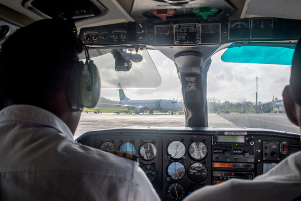 One of the joys of flying in the local charters is that you're almost in the pilot's lap,
